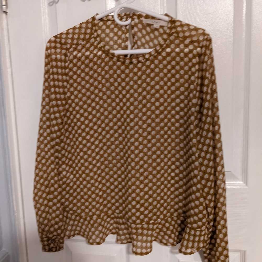 Ann Taylor LOFT Ruffled Hem Loose Fitting Polyester Top